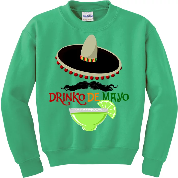 Drinko De Mayo Funny Cinco De Mayo Mustache Sombrero Kids Sweatshirt