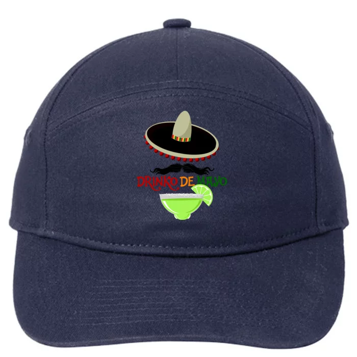 Drinko De Mayo Funny Cinco De Mayo Mustache Sombrero 7-Panel Snapback Hat