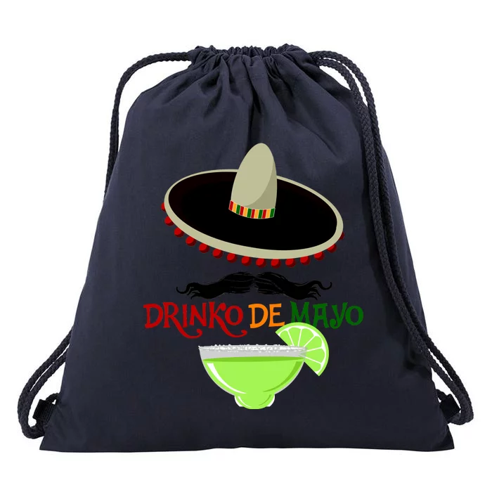 Drinko De Mayo Funny Cinco De Mayo Mustache Sombrero Drawstring Bag