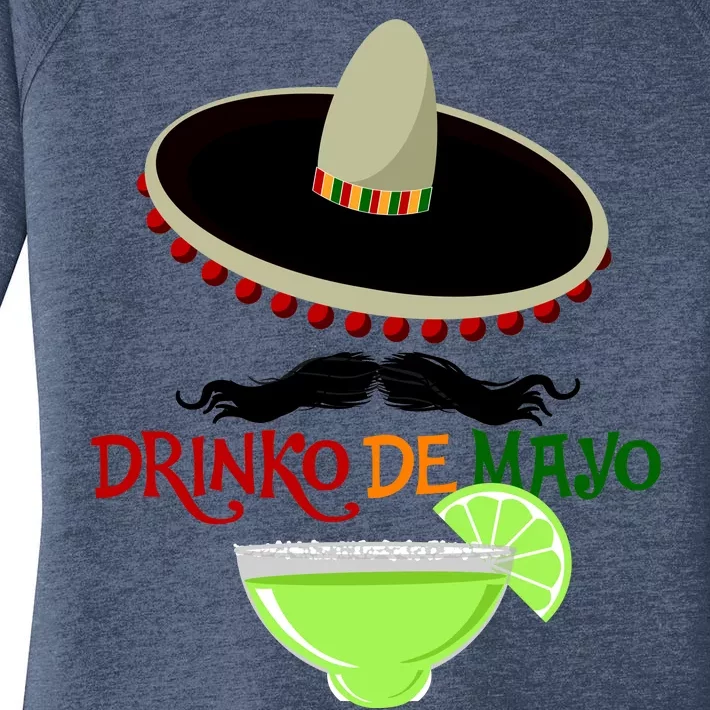 Drinko De Mayo Funny Cinco De Mayo Mustache Sombrero Women's Perfect Tri Tunic Long Sleeve Shirt