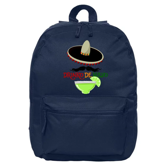 Drinko De Mayo Funny Cinco De Mayo Mustache Sombrero 16 in Basic Backpack