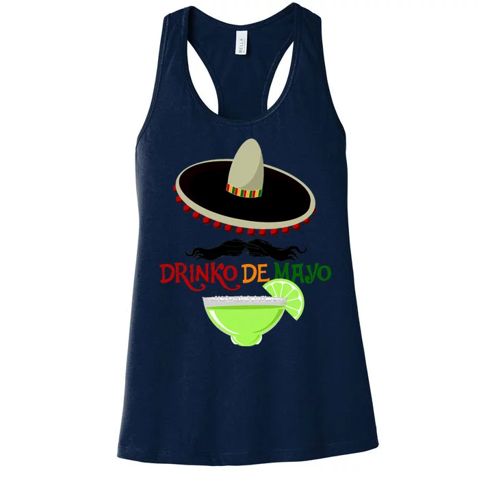 Drinko De Mayo Funny Cinco De Mayo Mustache Sombrero Women's Racerback Tank