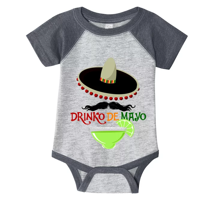 Drinko De Mayo Funny Cinco De Mayo Mustache Sombrero Infant Baby Jersey Bodysuit