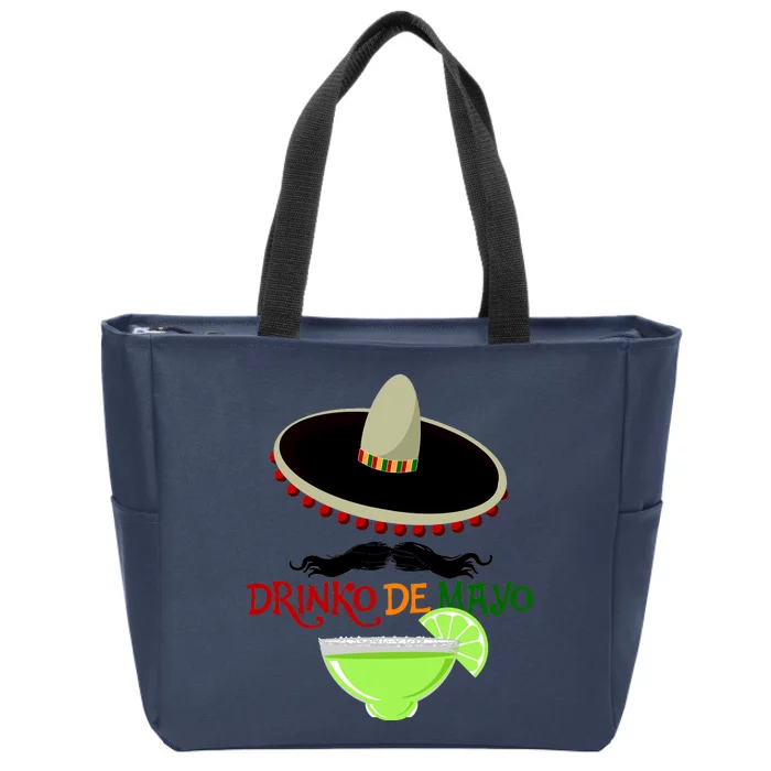 Drinko De Mayo Funny Cinco De Mayo Mustache Sombrero Zip Tote Bag