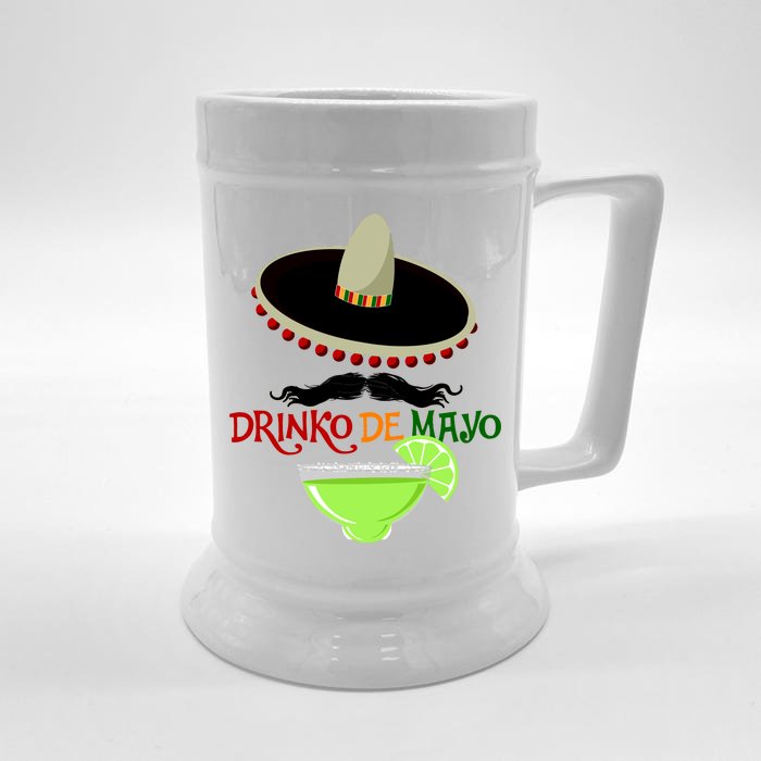 Drinko De Mayo Funny Cinco De Mayo Mustache Sombrero Front & Back Beer Stein