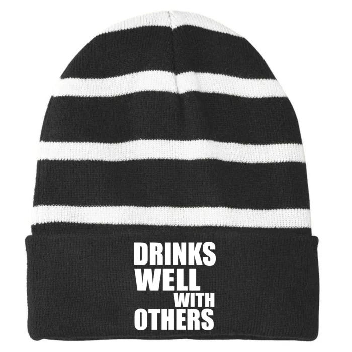 Drinks Well With Others Striped Beanie with Solid Band