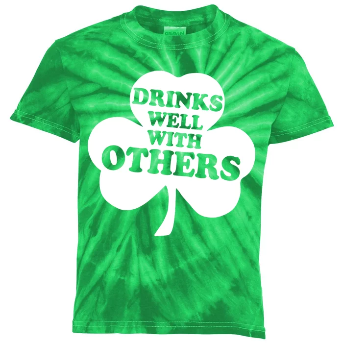 Drinks Well With Others Funny St. Patrick's Day Drinking Kids Tie-Dye T-Shirt