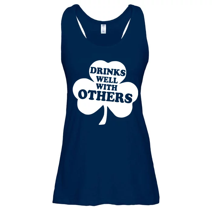 Drinks Well With Others Funny St. Patrick's Day Drinking Ladies Essential Flowy Tank