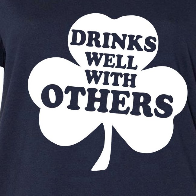 Drinks Well With Others Funny St. Patrick's Day Drinking Women's V-Neck Plus Size T-Shirt