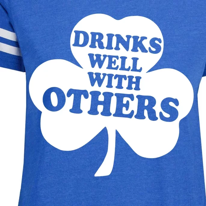 Drinks Well With Others Funny St. Patrick's Day Drinking Enza Ladies Jersey Football T-Shirt