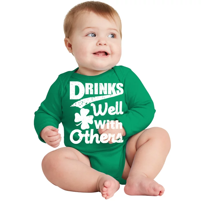 Drinks Well With Others St. Patrick's Day Baby Long Sleeve Bodysuit