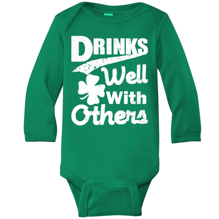 Drinks Well With Others St. Patrick's Day Baby Long Sleeve Bodysuit