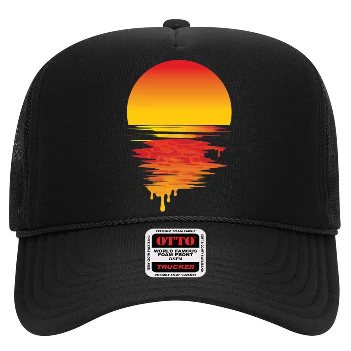 Dripping Sunset High Crown Mesh Trucker Hat