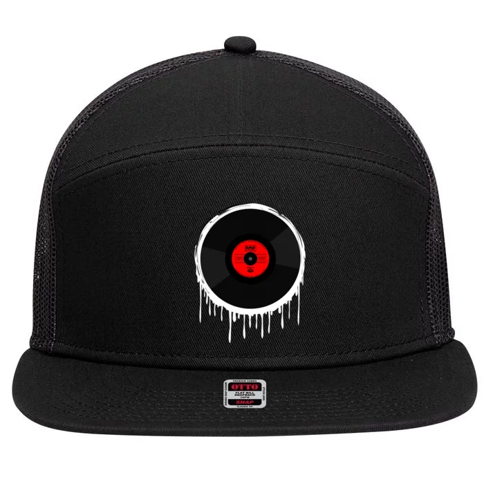 Dripping Vinyl Record 7 Panel Mesh Trucker Snapback Hat