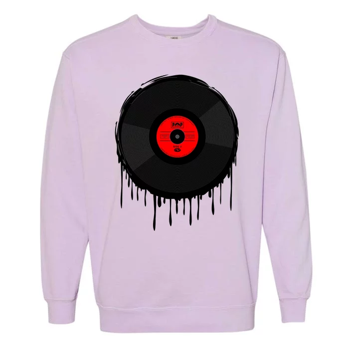 Dripping Vinyl Record Garment-Dyed Sweatshirt