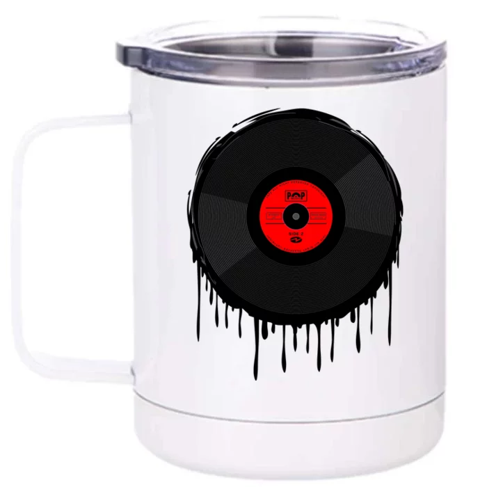 Dripping Vinyl Record Front & Back 12oz Stainless Steel Tumbler Cup