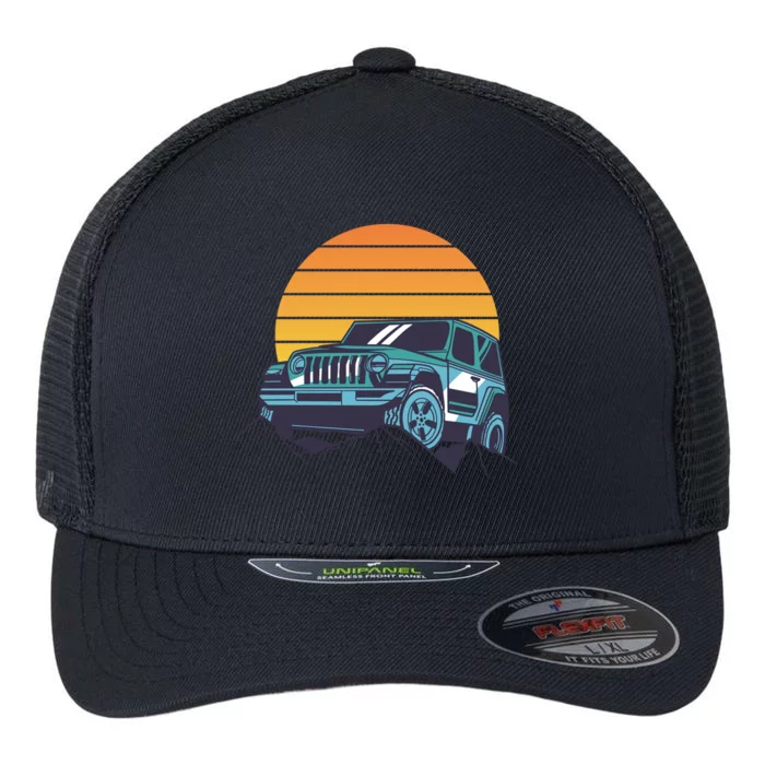 Driving In Sunset Retro Flexfit Unipanel Trucker Cap