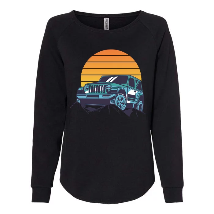 Driving In Sunset Retro Womens California Wash Sweatshirt