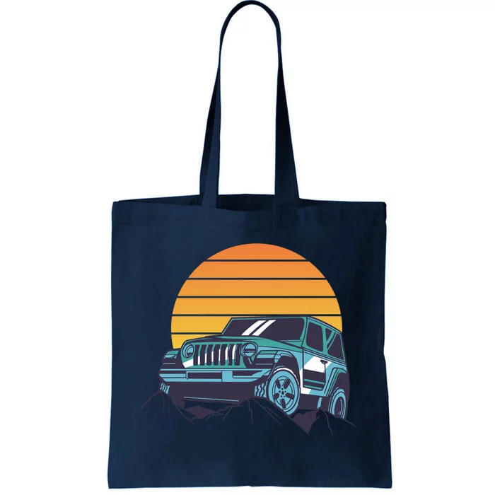 Driving In Sunset Retro Tote Bag