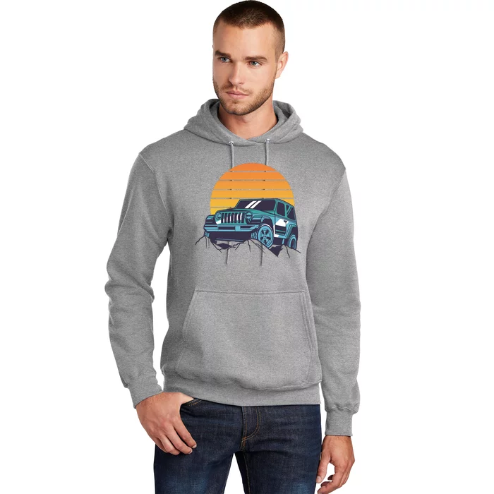 Driving In Sunset Retro Hoodie