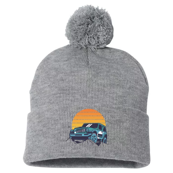 Driving In Sunset Retro Pom Pom 12in Knit Beanie