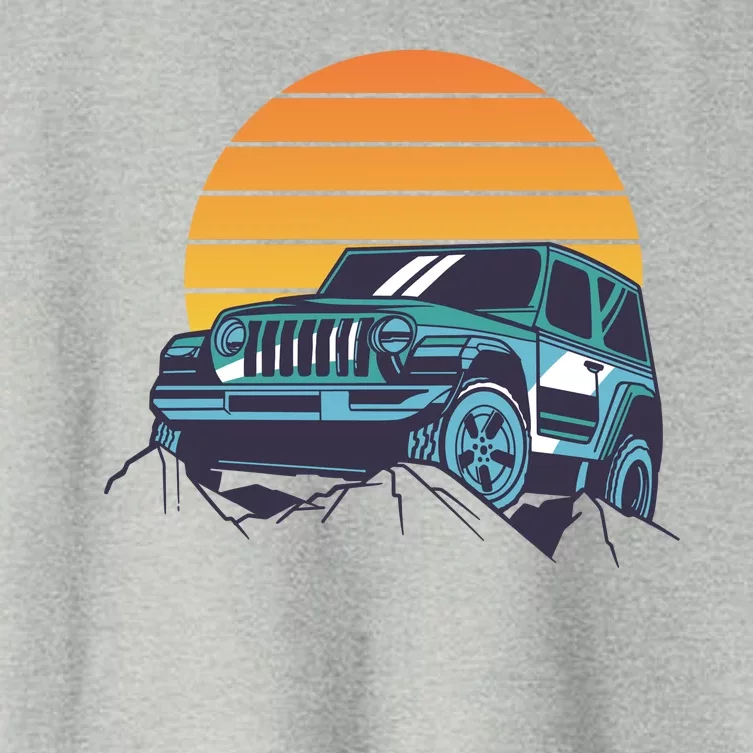 Driving In Sunset Retro Women's Crop Top Tee