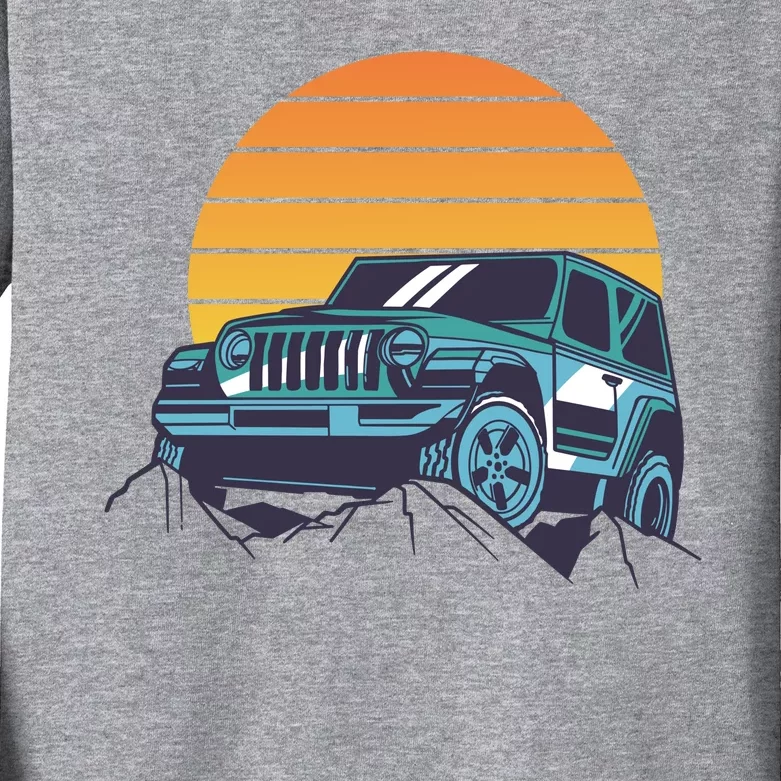 Driving In Sunset Retro Kids Long Sleeve Shirt