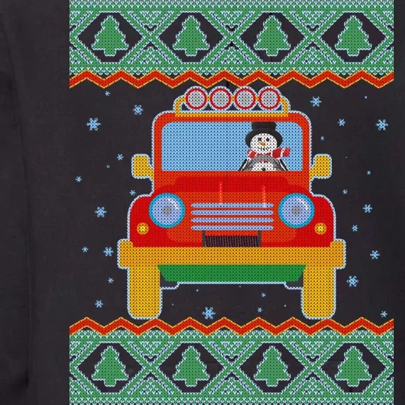 Driving Snowman Truck Ugly Christmas Sweater Premium Hoodie