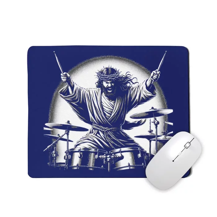 Drummer Rock Jesus Drumming Mousepad