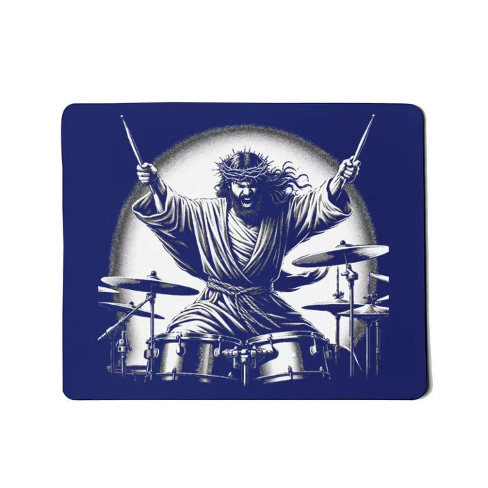 Drummer Rock Jesus Drumming Mousepad