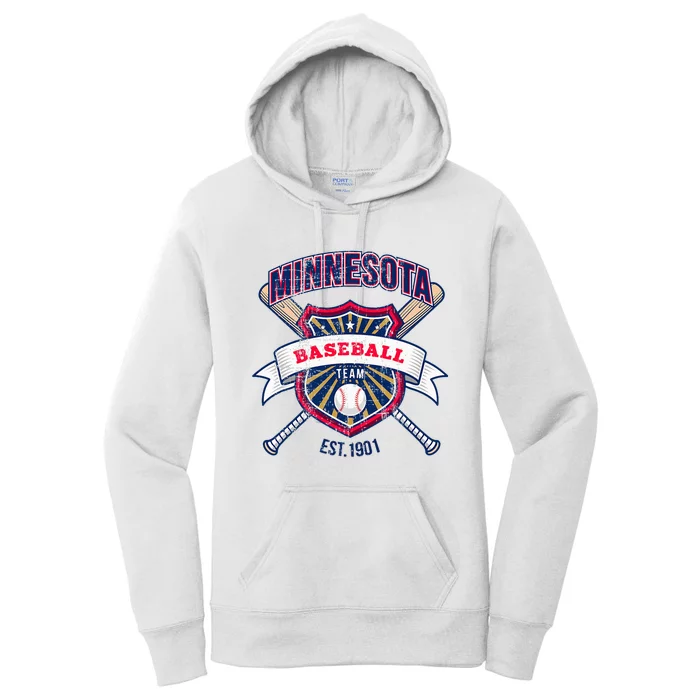 Distressed Retro Look Twin Cities Tailgate Fan Women's Pullover Hoodie