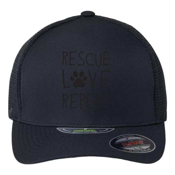 Dog Rescue Love Repeat Adopt Awareness Flexfit Unipanel Trucker Cap