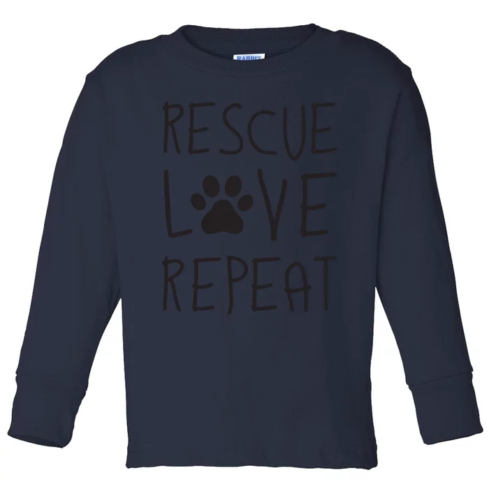 Dog Rescue Love Repeat Adopt Awareness Toddler Long Sleeve Shirt