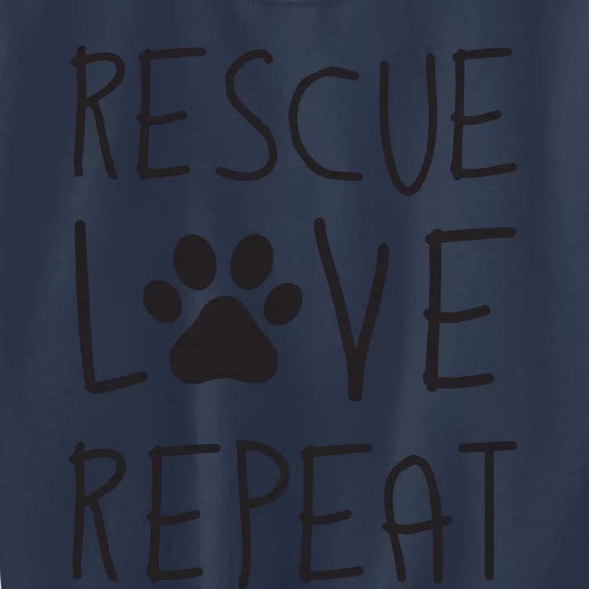 Dog Rescue Love Repeat Adopt Awareness Kids Sweatshirt