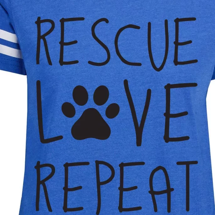 Dog Rescue Love Repeat Adopt Awareness Enza Ladies Jersey Football T-Shirt