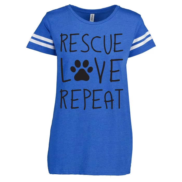 Dog Rescue Love Repeat Adopt Awareness Enza Ladies Jersey Football T-Shirt