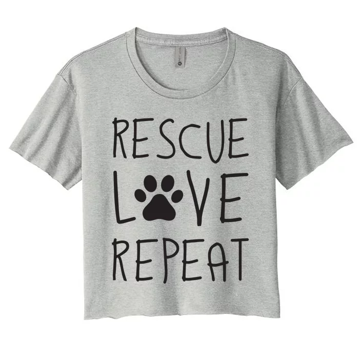 Dog Rescue Love Repeat Adopt Awareness Women's Crop Top Tee