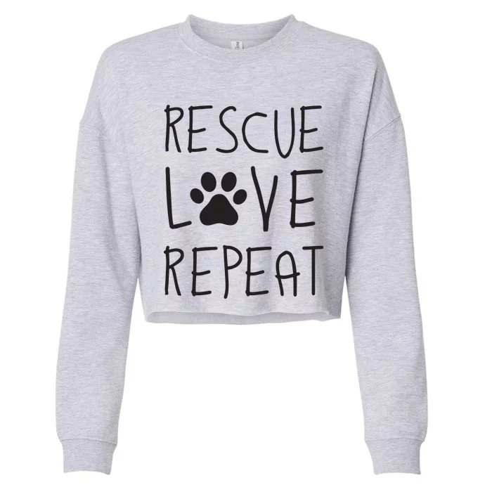 Dog Rescue Love Repeat Adopt Awareness Cropped Pullover Crew