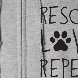 Dog Rescue Love Repeat Adopt Awareness Full Zip Hoodie