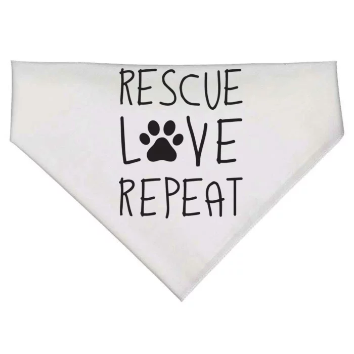 Dog Rescue Love Repeat Adopt Awareness USA-Made Doggie Bandana