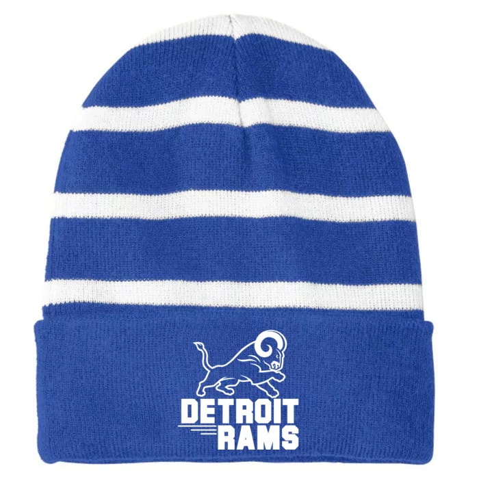 Detroit Rams Logo Striped Beanie with Solid Band