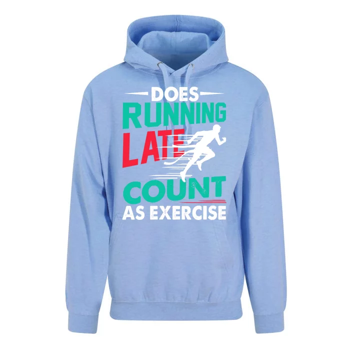 Does Running Late Count As Exercise Funny Workout Running Gift Unisex Surf Hoodie