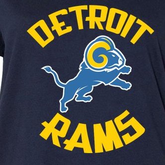 Detroit Rams Logo Women's V-Neck Plus Size T-Shirt