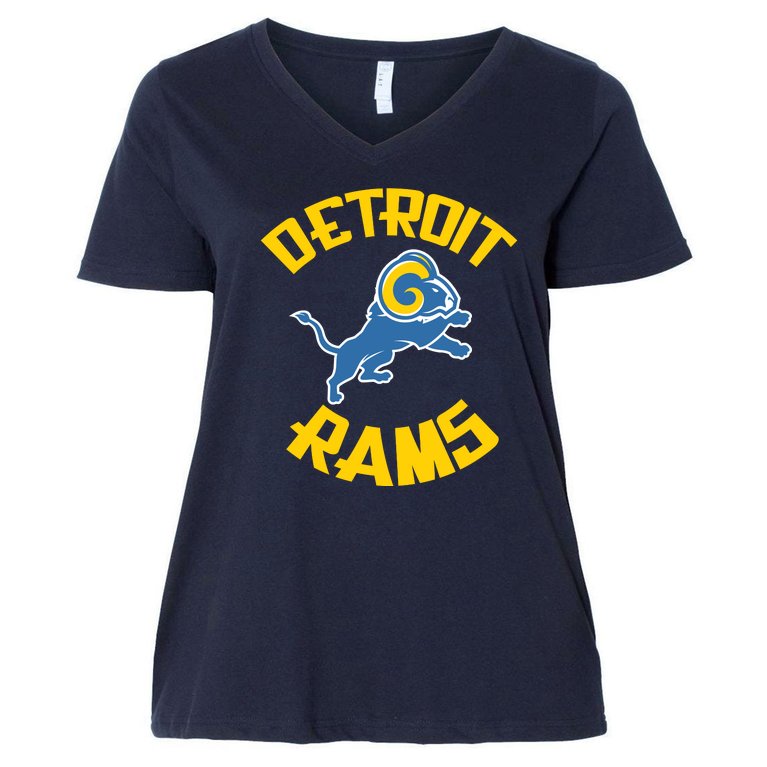 Detroit Rams Logo Women's V-Neck Plus Size T-Shirt