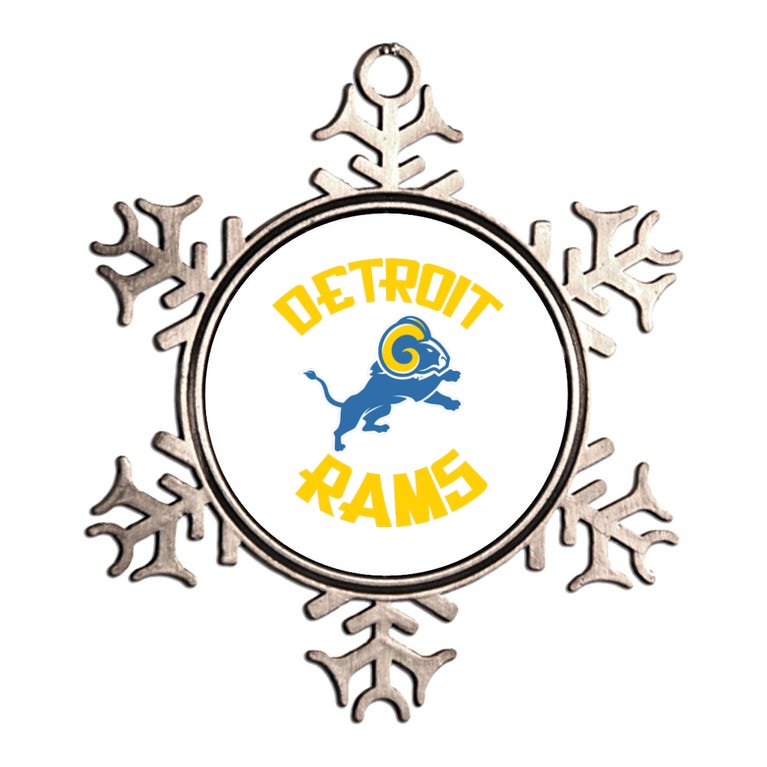 Detroit Rams Logo Metallic Star Ornament