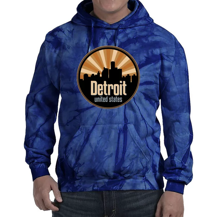 Detroit Record Label Skyline Symbol Tie Dye Hoodie