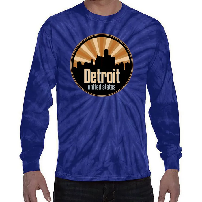 Detroit Record Label Skyline Symbol Tie-Dye Long Sleeve Shirt