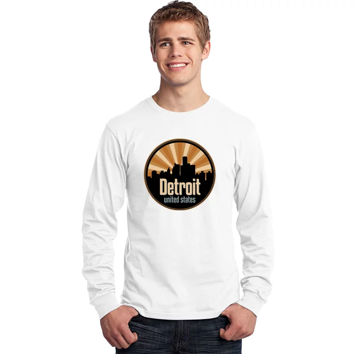 Detroit Record Label Skyline Symbol Long Sleeve Shirt