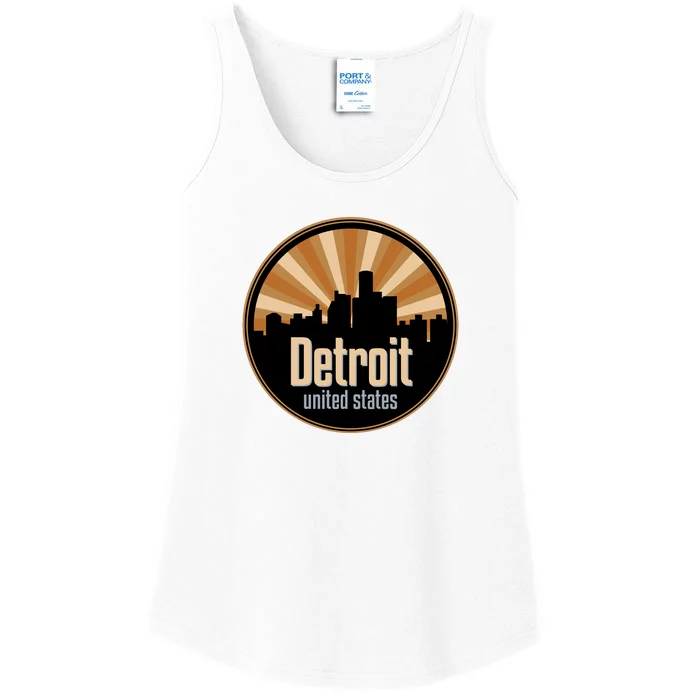 Detroit Record Label Skyline Symbol Ladies Essential Tank