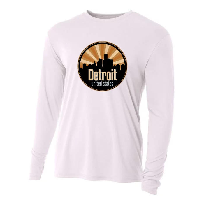 Detroit Record Label Skyline Symbol Cooling Performance Long Sleeve Crew